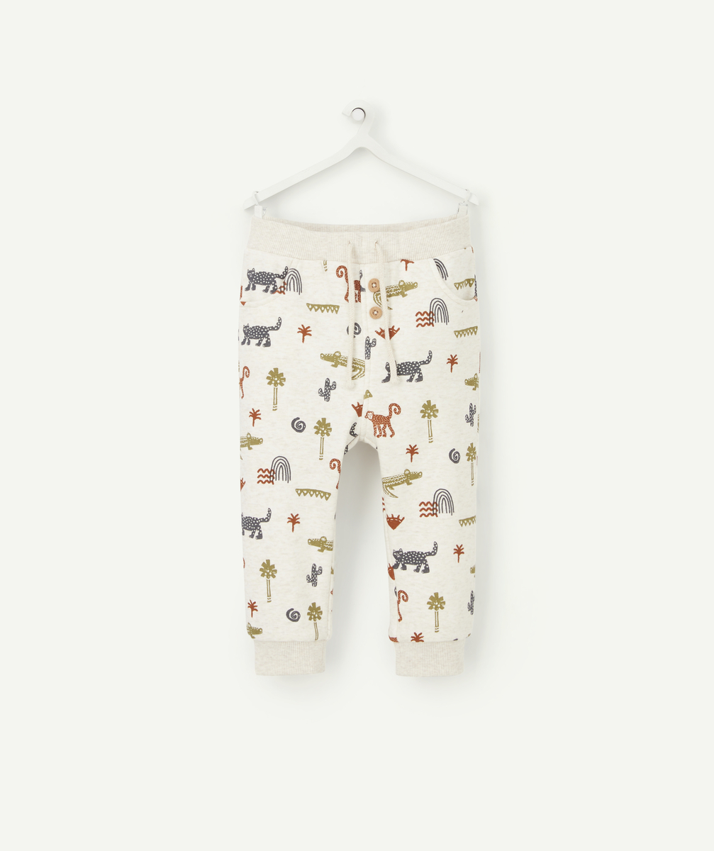 Pantalon de jogging écru imprimé animalier en fibres recyclées - 12 M