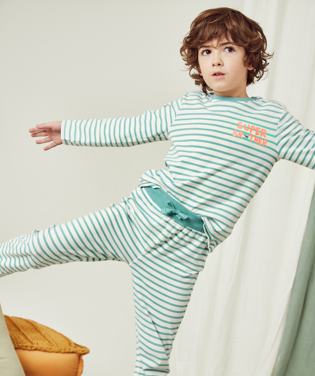 Pyjama garçon imprimé à rayures avec message - 8 A