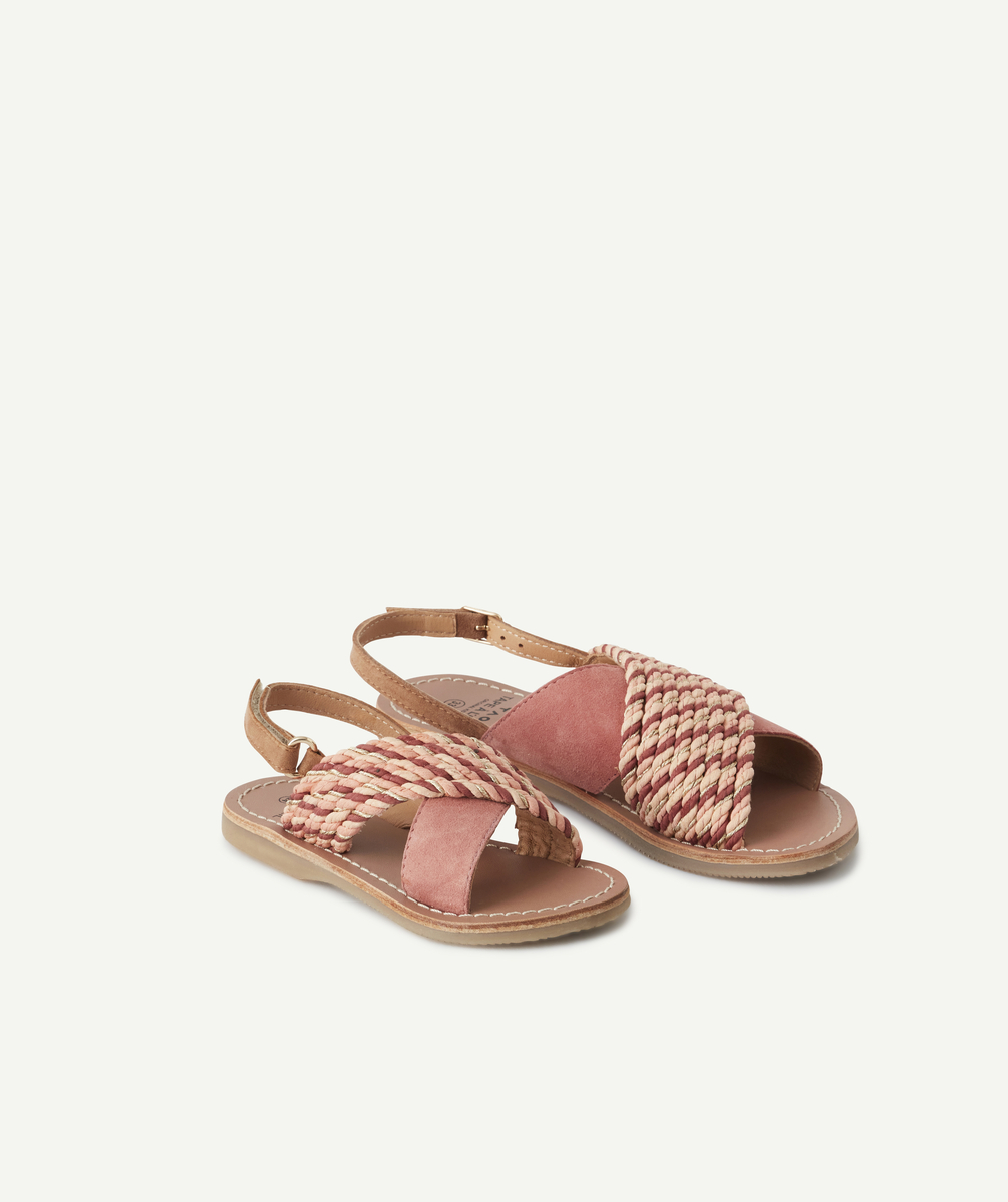 les sandales en cuir roses et couleur dorée - 25