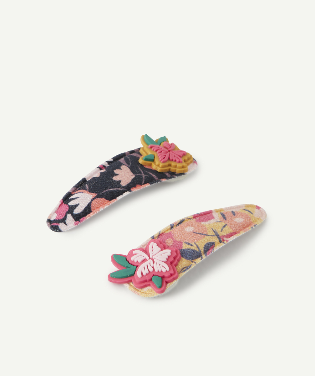 Le lot de 2 barrettes imprimées avec fleurs en gomme - TU
