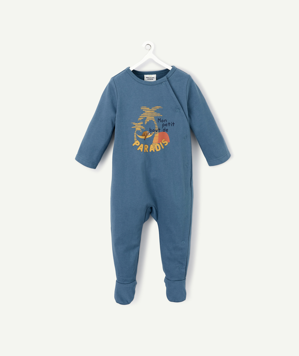 Dors bien en coton biologique bleu canard avec message - 23 M