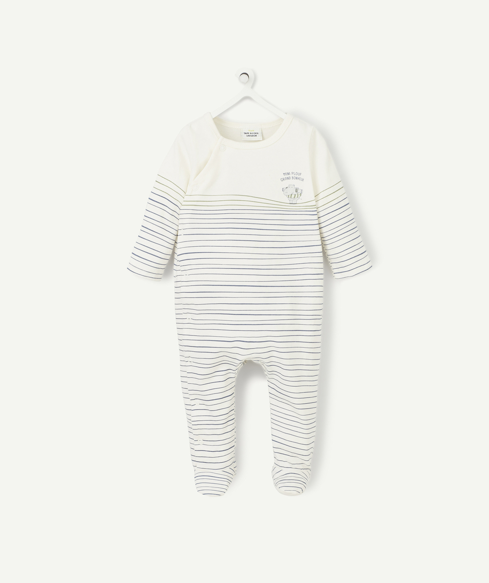 Le dors bien blanc et rayé bleu et vert en coton biologique - 3 M