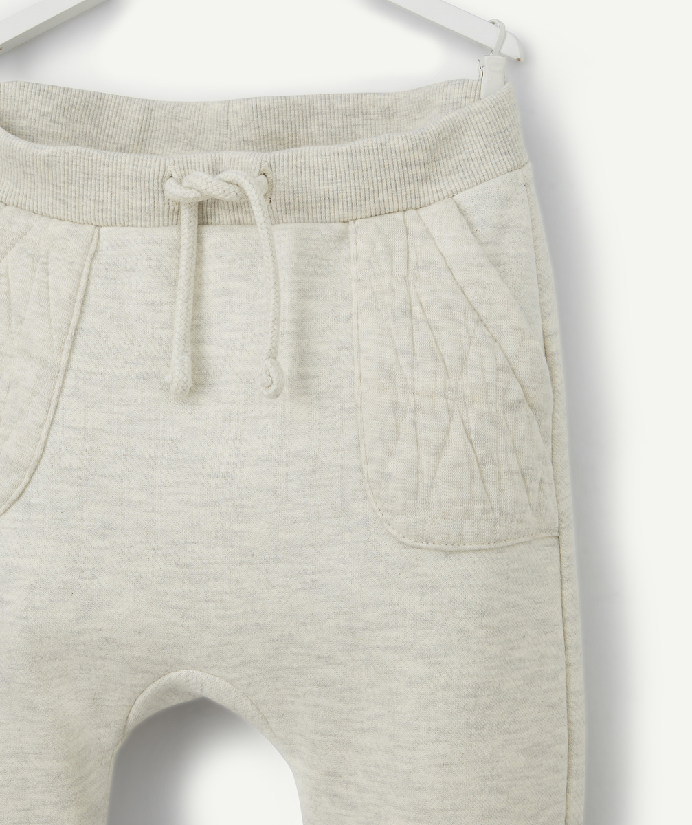 Pantalon bébé garçon en molleton et fibres recyclées gris chiné - 18 M
