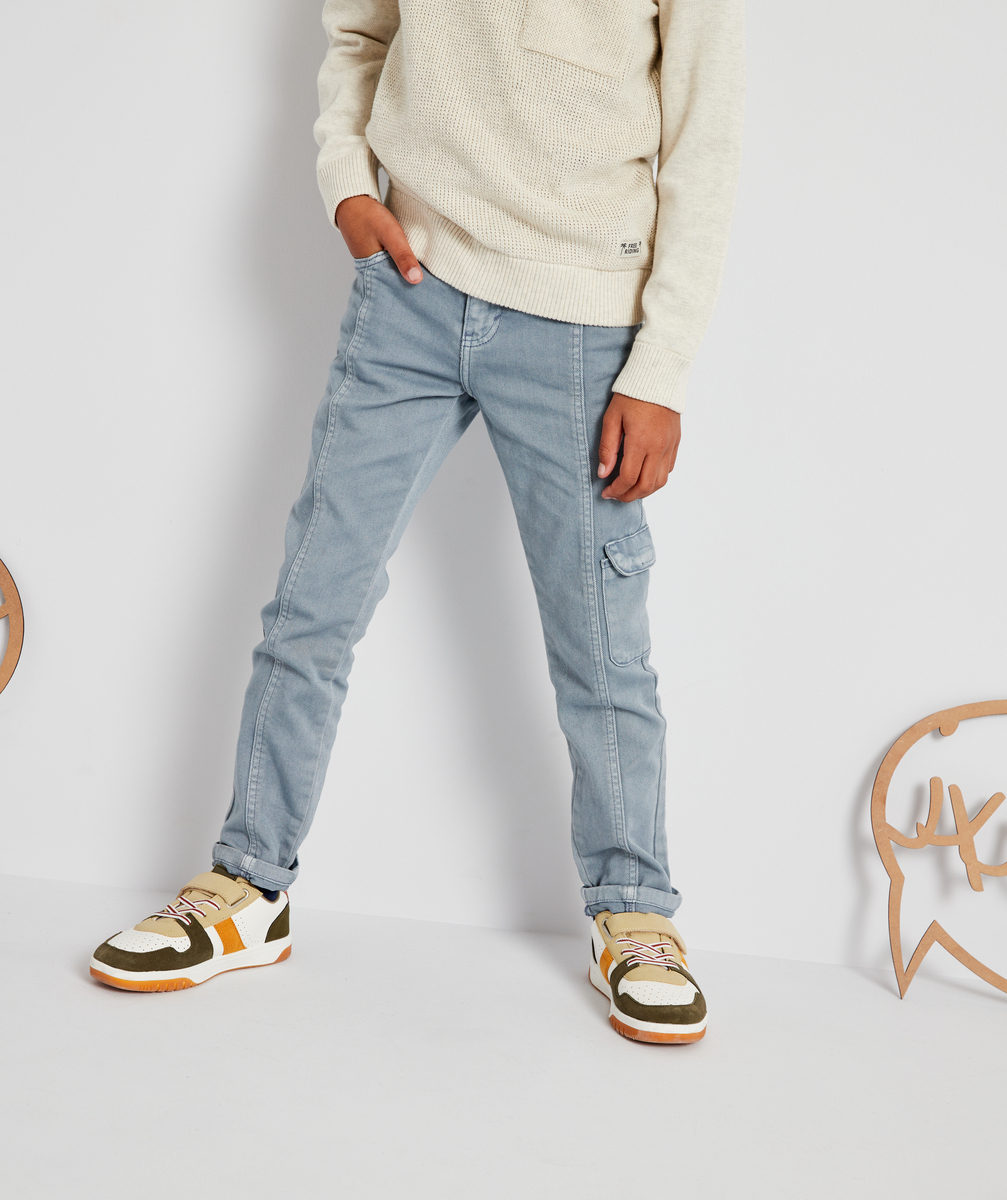 Milo le pantalon garçon en coton gris bleu avec poche - 5 A