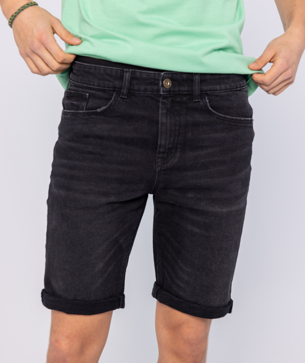 Le bermuda slim noir en coton avec poches - XS