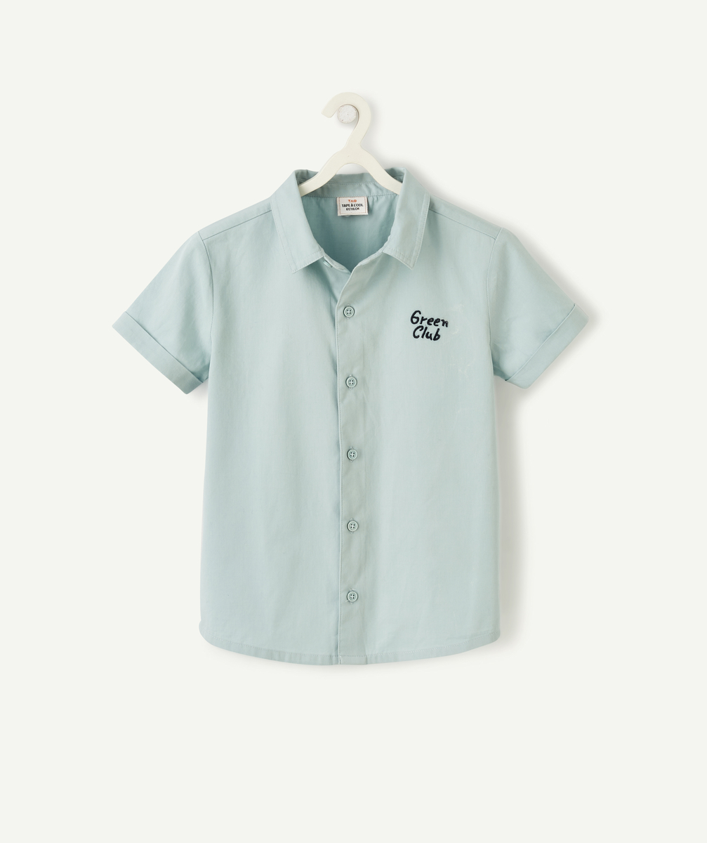 La chemise manches courtes verte avec message en coton - 6 A
