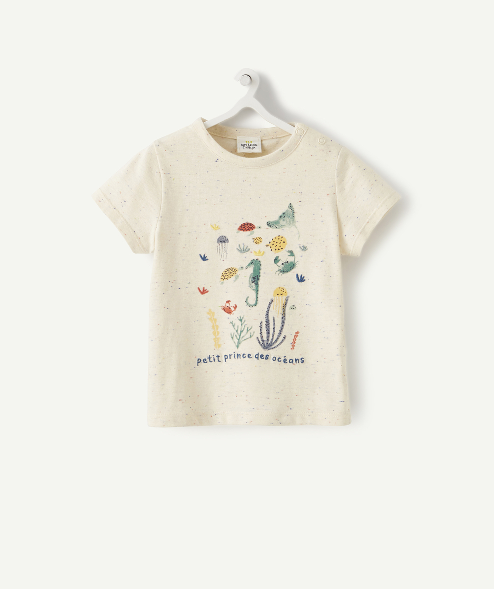 Le t-shirt écru avec flocage fonds marins - 6 M