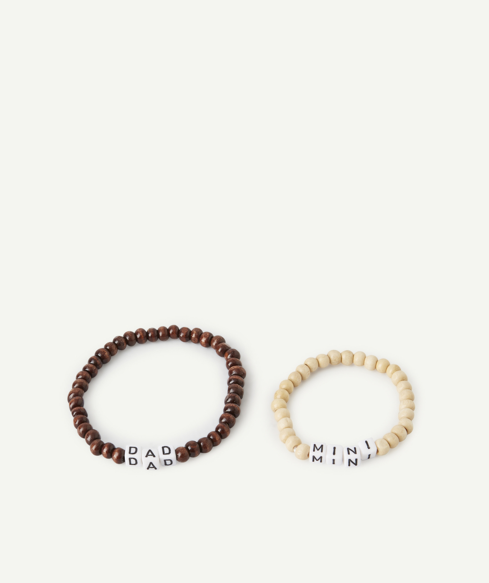 Le lot de 2 bracelets à perles rondes et message - TU