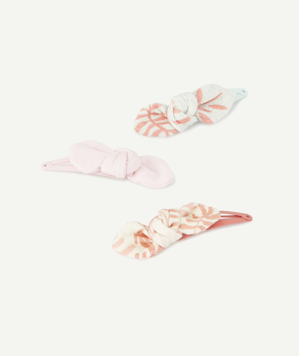 Le lot de 3 barettes avec noeuds uni et fleuries - TU