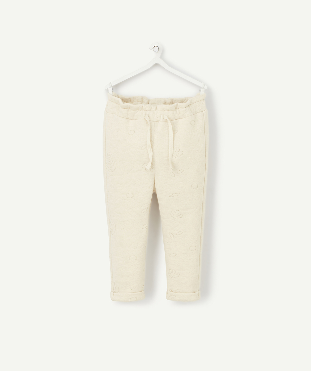 Pantalon de jogging bébé fille écru avec détails couleur dorée - 9 M