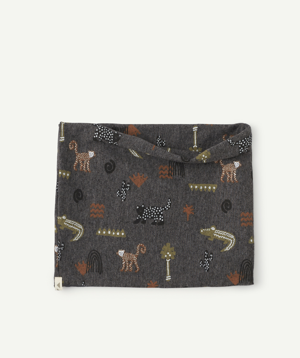 Snood bébé garçon gris aux motifs animaliers - TU