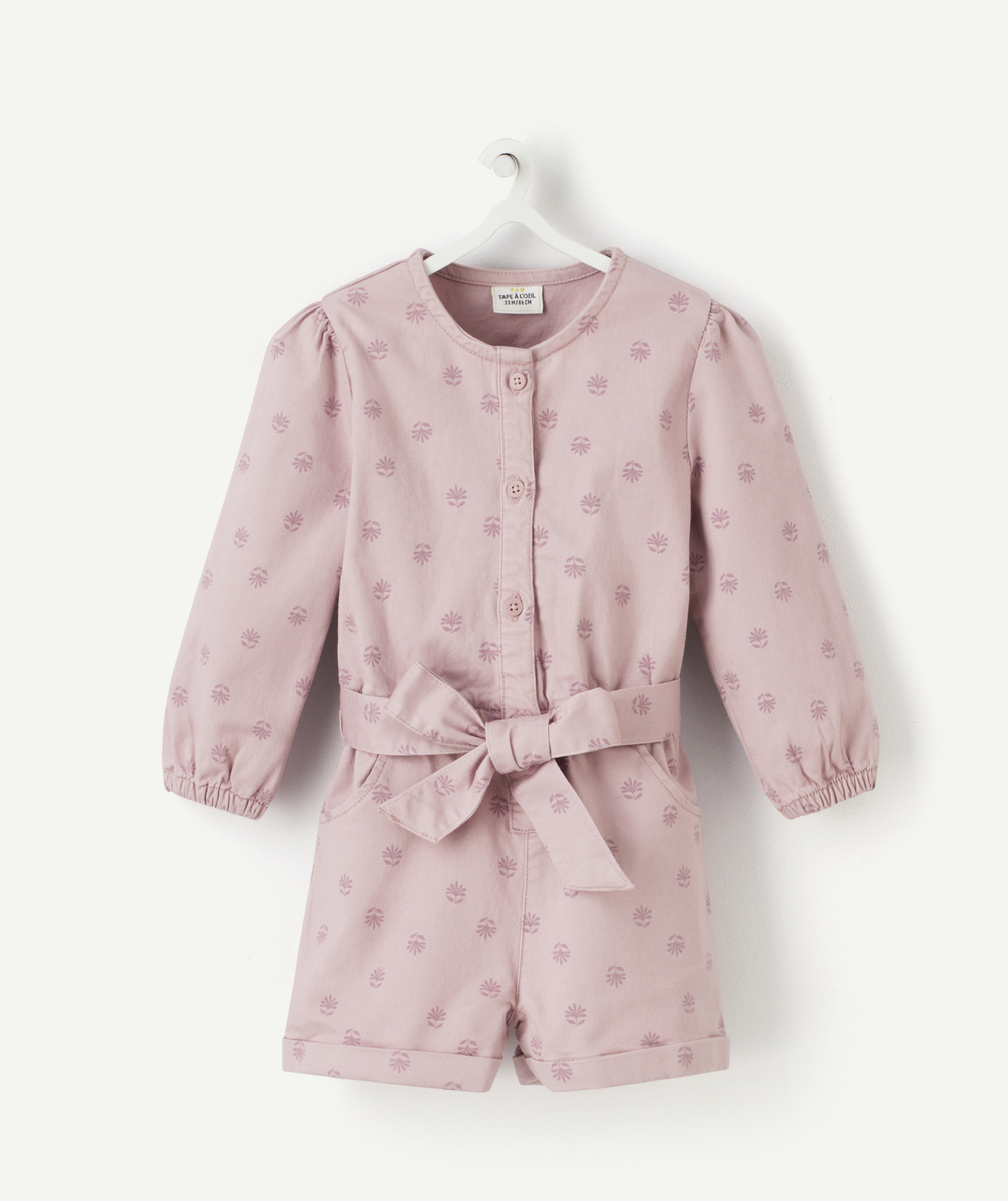Combishort bébé fille en jean parme avec motifs - 3 M