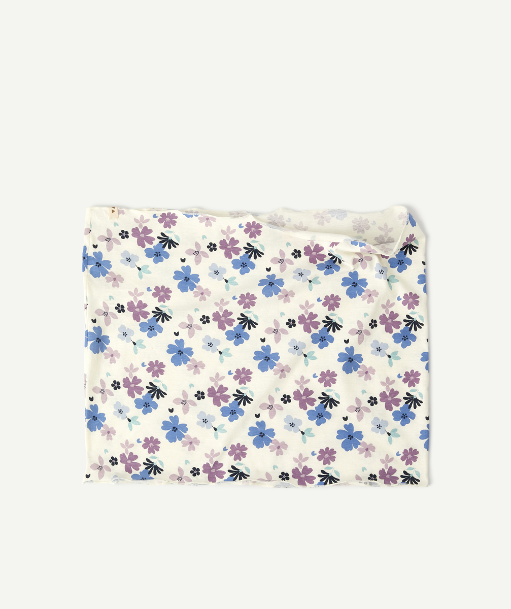 Snood bébé fille en coton écru et imprimé fleuri - TU