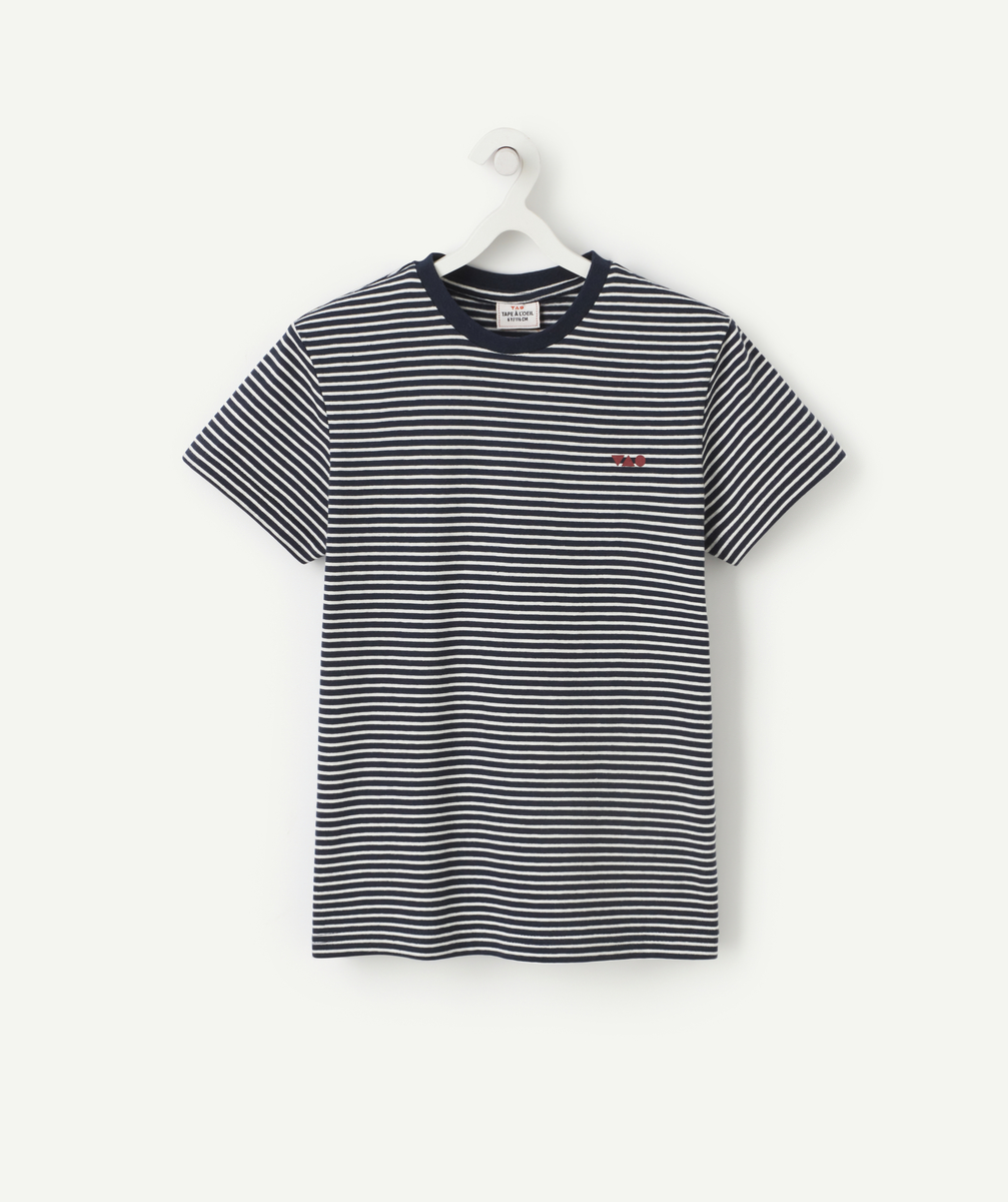 T-shirt garçon en coton rayé bleu et blanc - 5 A