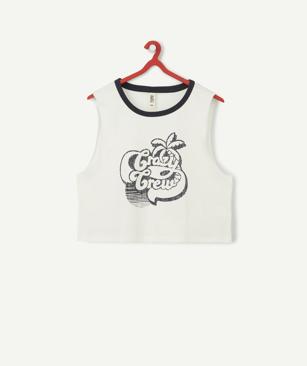 Le t-shirt sans manches en coton biologique avec message - XS