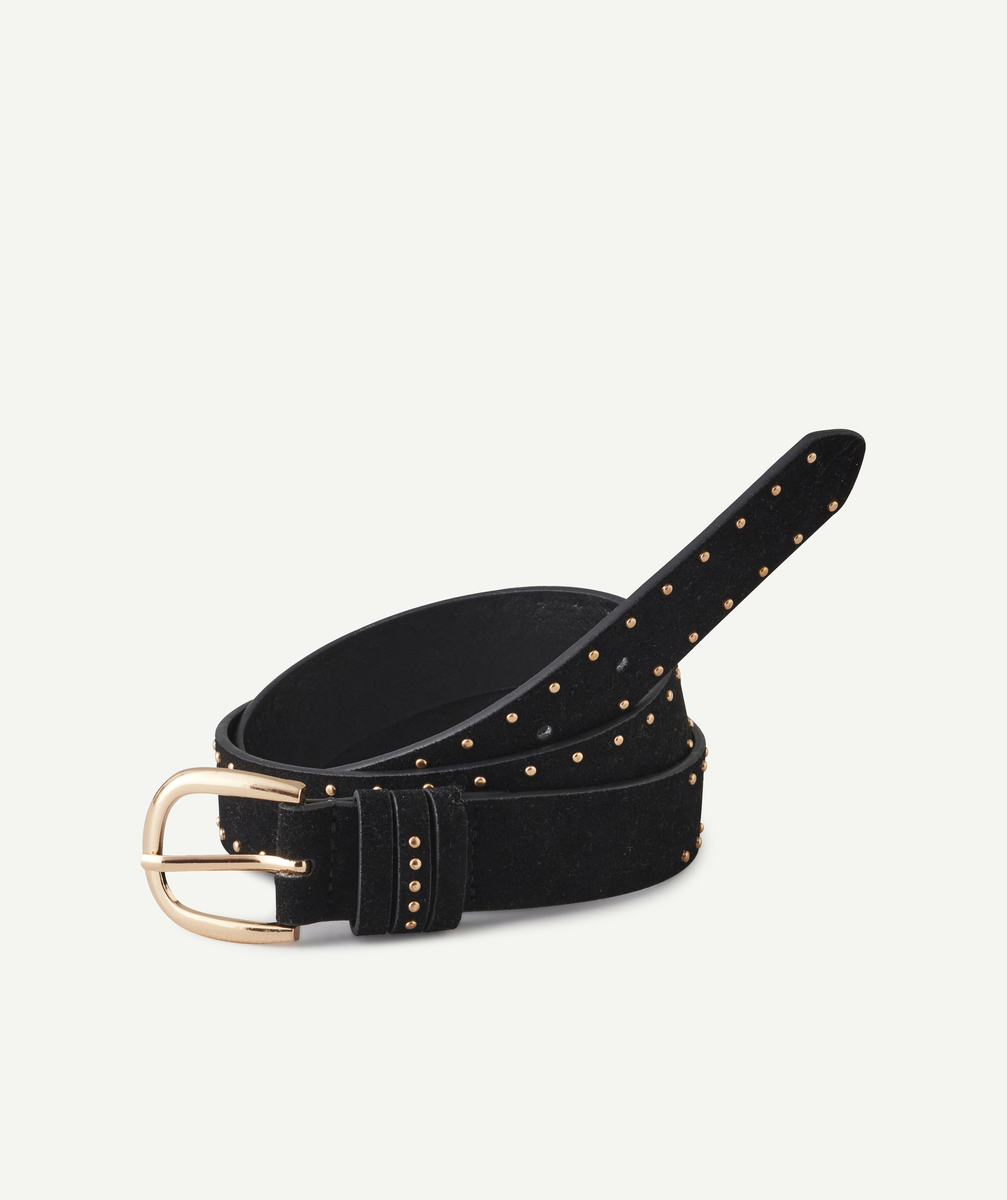 La ceinture noire avec pois couleur dorée - TU