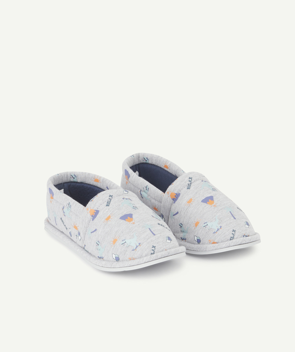 Chaussons garçon gris thème dinosaures brillants dans le noir - 32-33