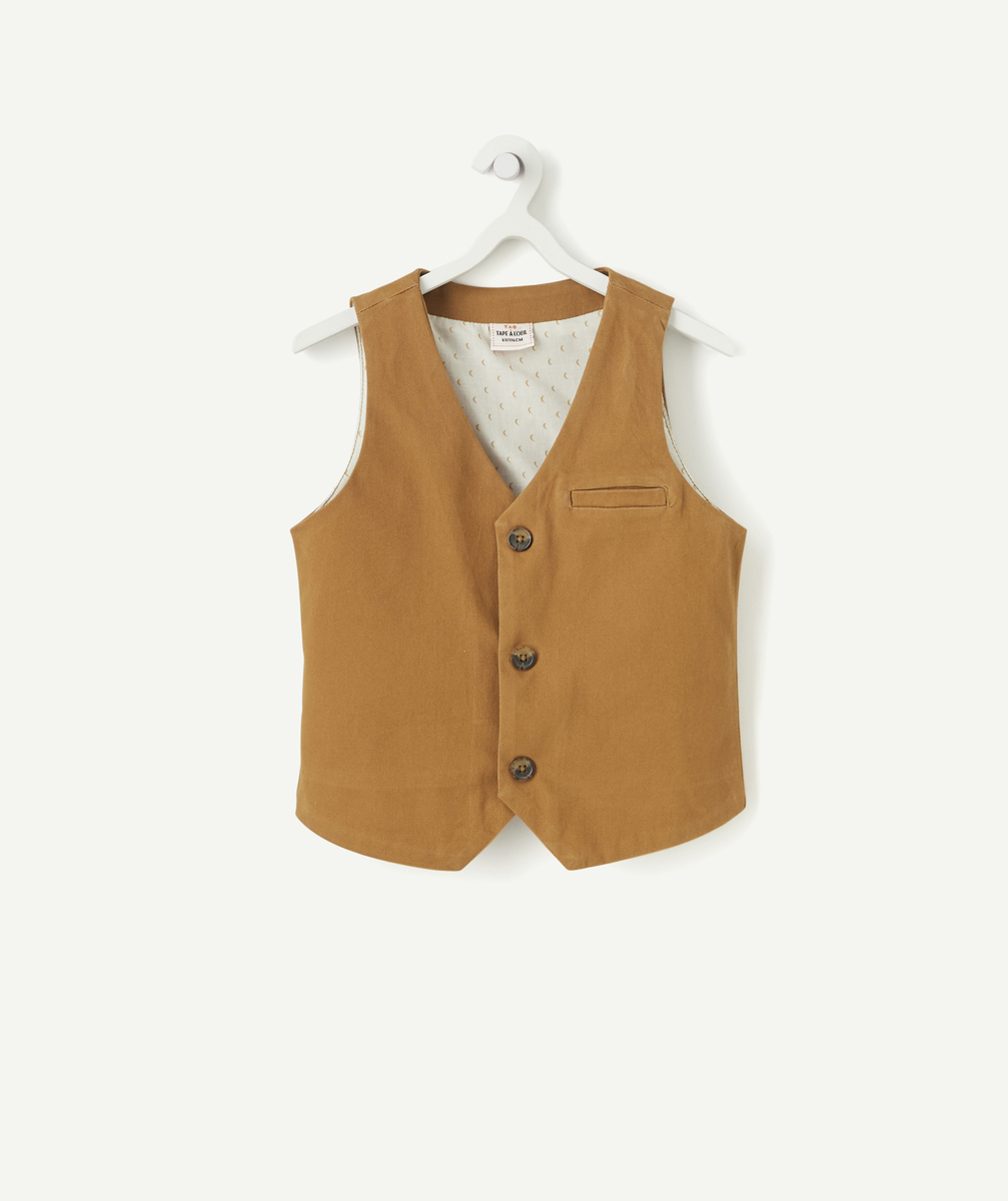 Veste sans manche garçon camel avec boutons - 2 A