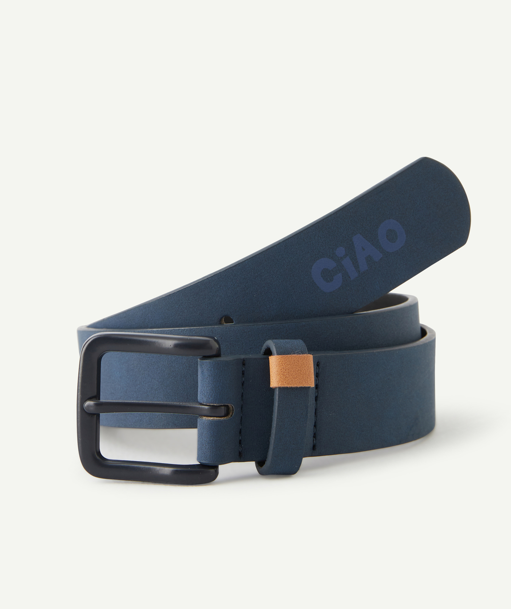 Ceinture garçon en fibres recyclées marine avec message - 50-55