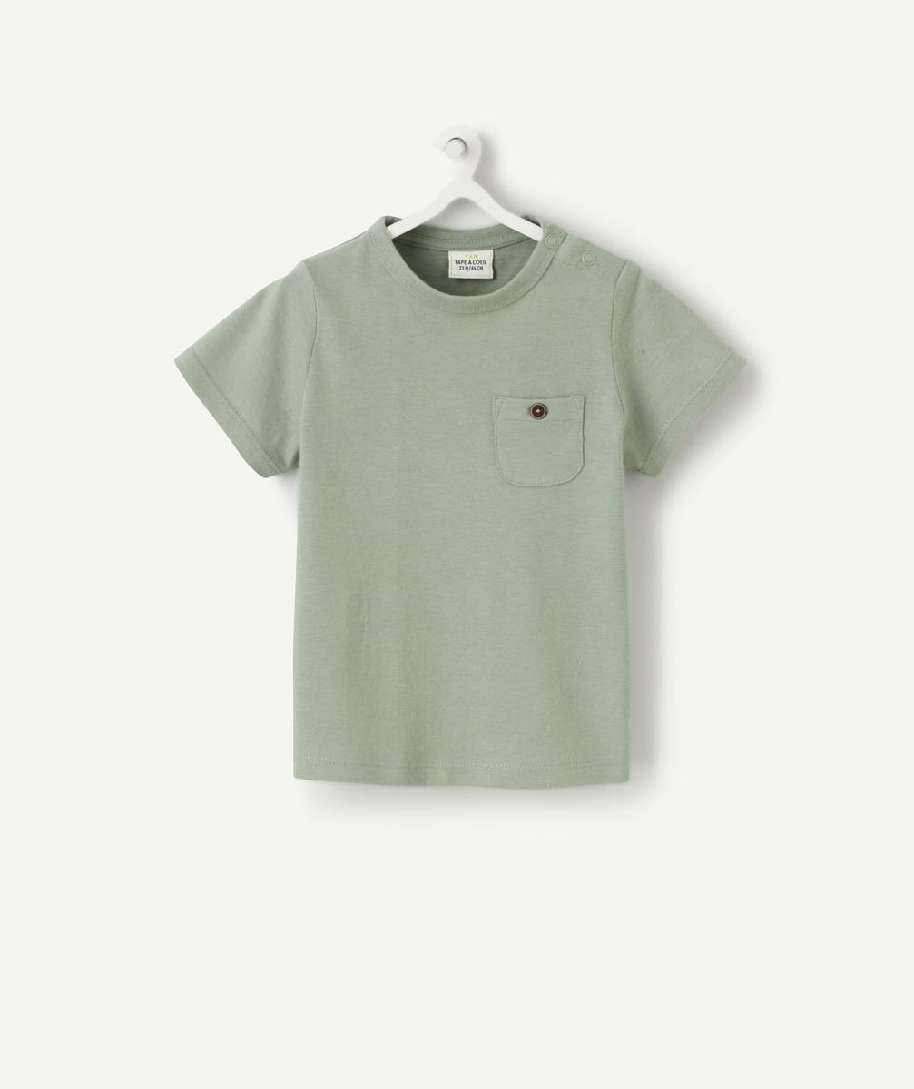 T-shirt bébé garçon en coton vert avec poche - 1 M