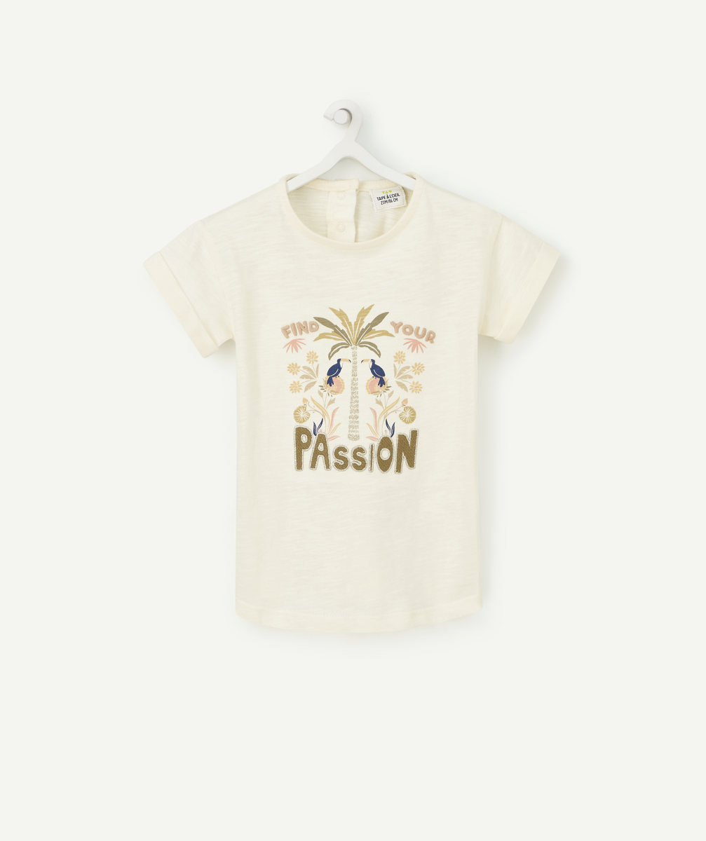 T-shirt bébé fille en coton biologie écru avec message - 12 M