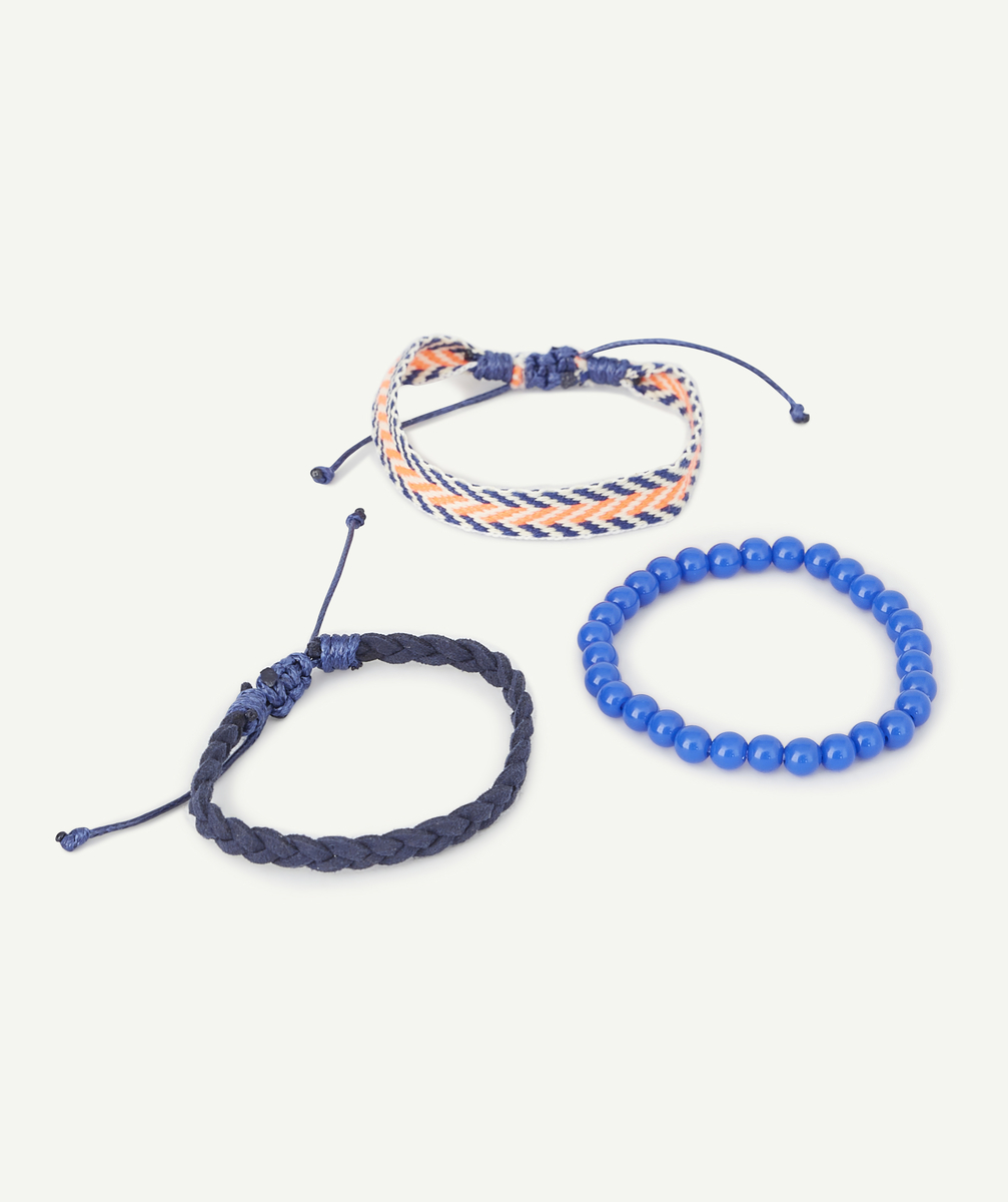 Lot de 3 bracelets garçon bleu et orange - TU