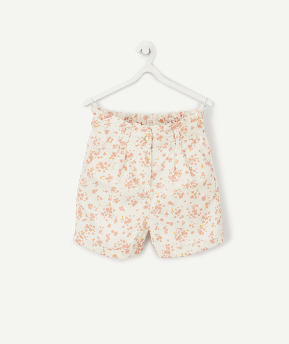 Bermuda droit blanc fluide imprimé fleuri fille - 7 A