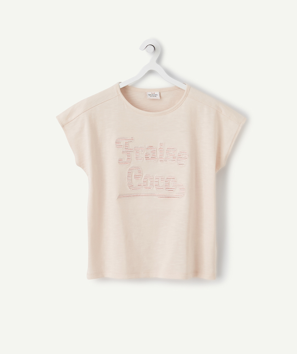Le t-shirt rose en coton biologique avec message brodé - 2 A