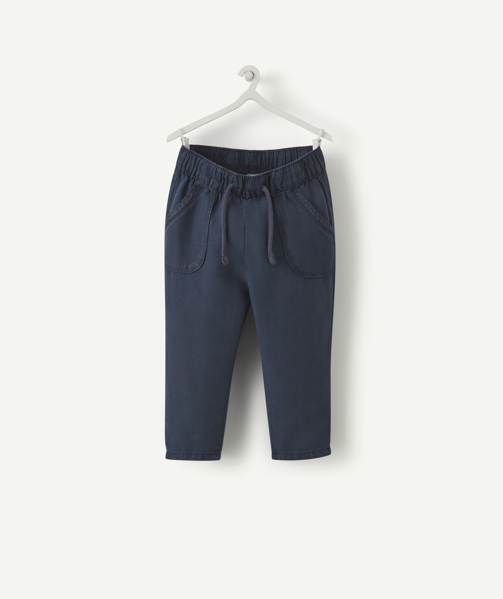 pantalon fluide bébé garçon bleu marine avec poches - 3 m