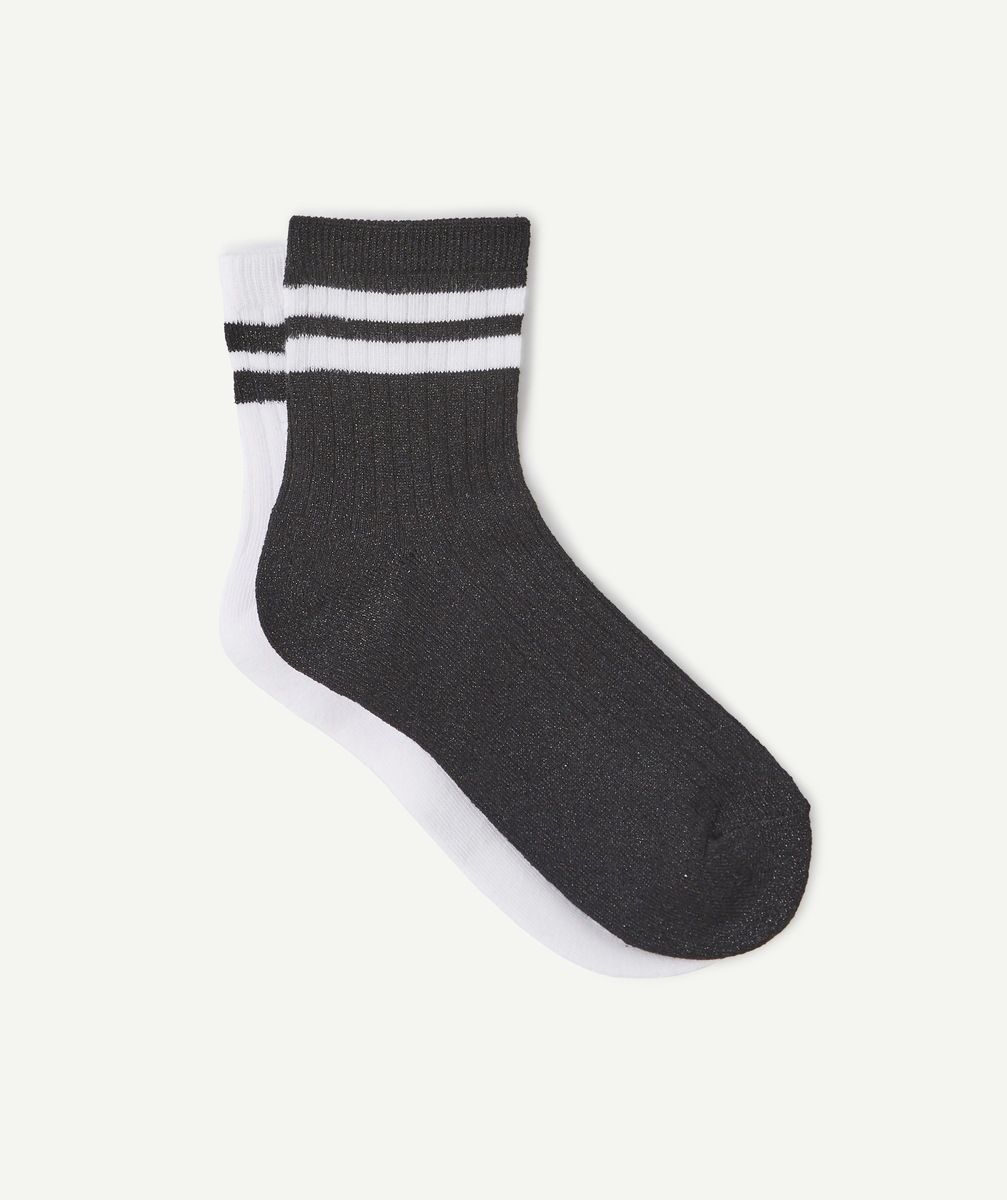 le lot de 2 chaussettes noires et blanches pailletées - 39-41