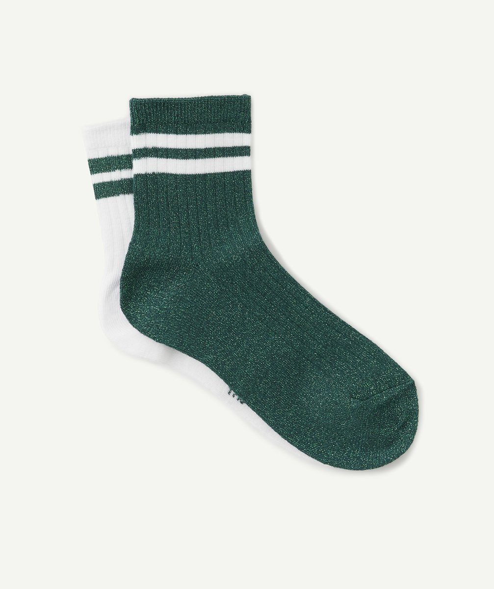 Les 2 paires chaussettes blanches et vertes brillantes - 39-41