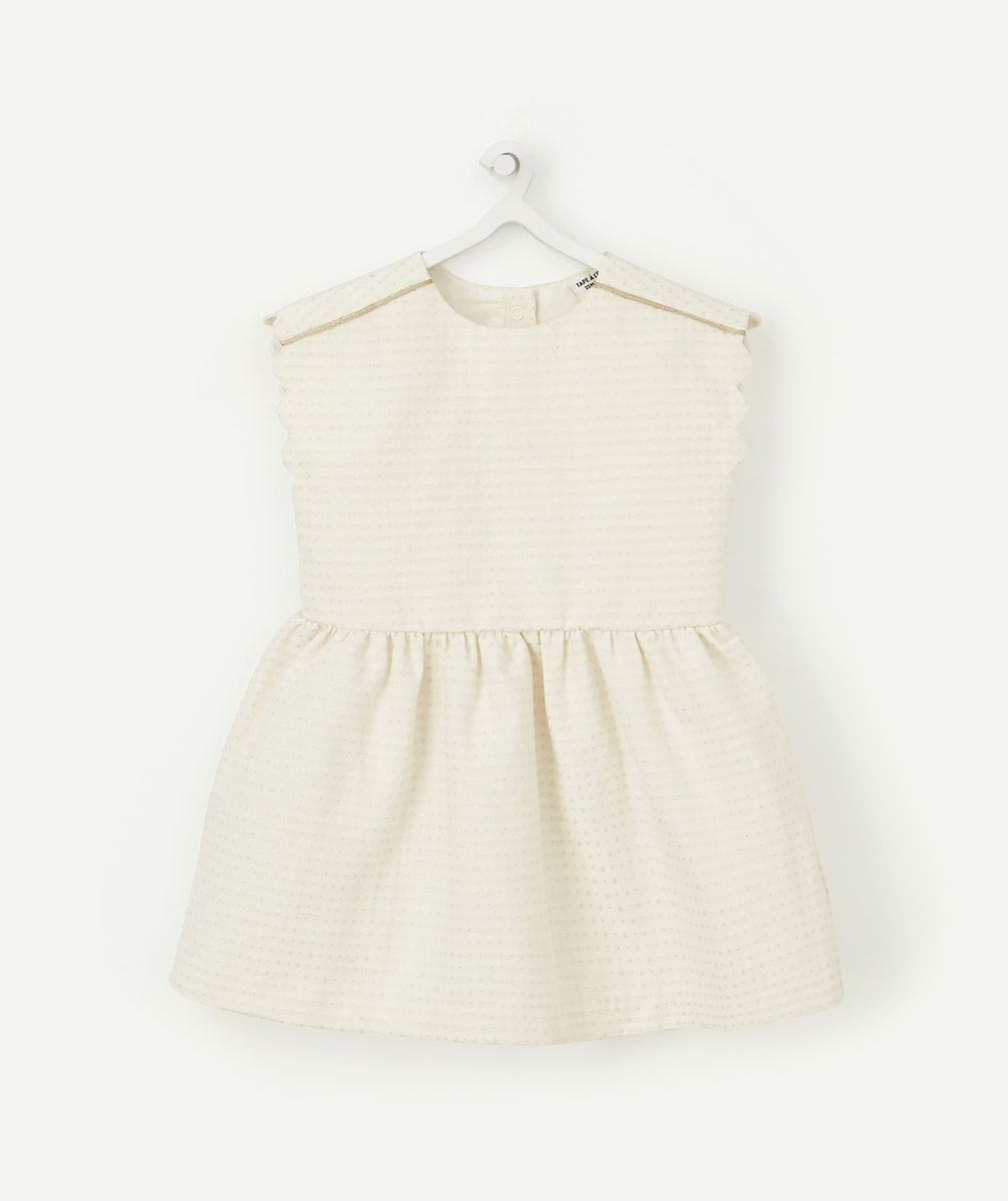 Robe bébé fille écrue avec fronces et poids couleur dorée - 3 M