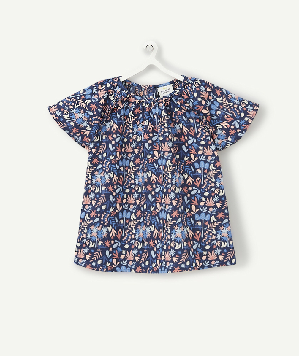 Blouse bébé fille bleue marine en coton avec imprimé fleuri - 3 M