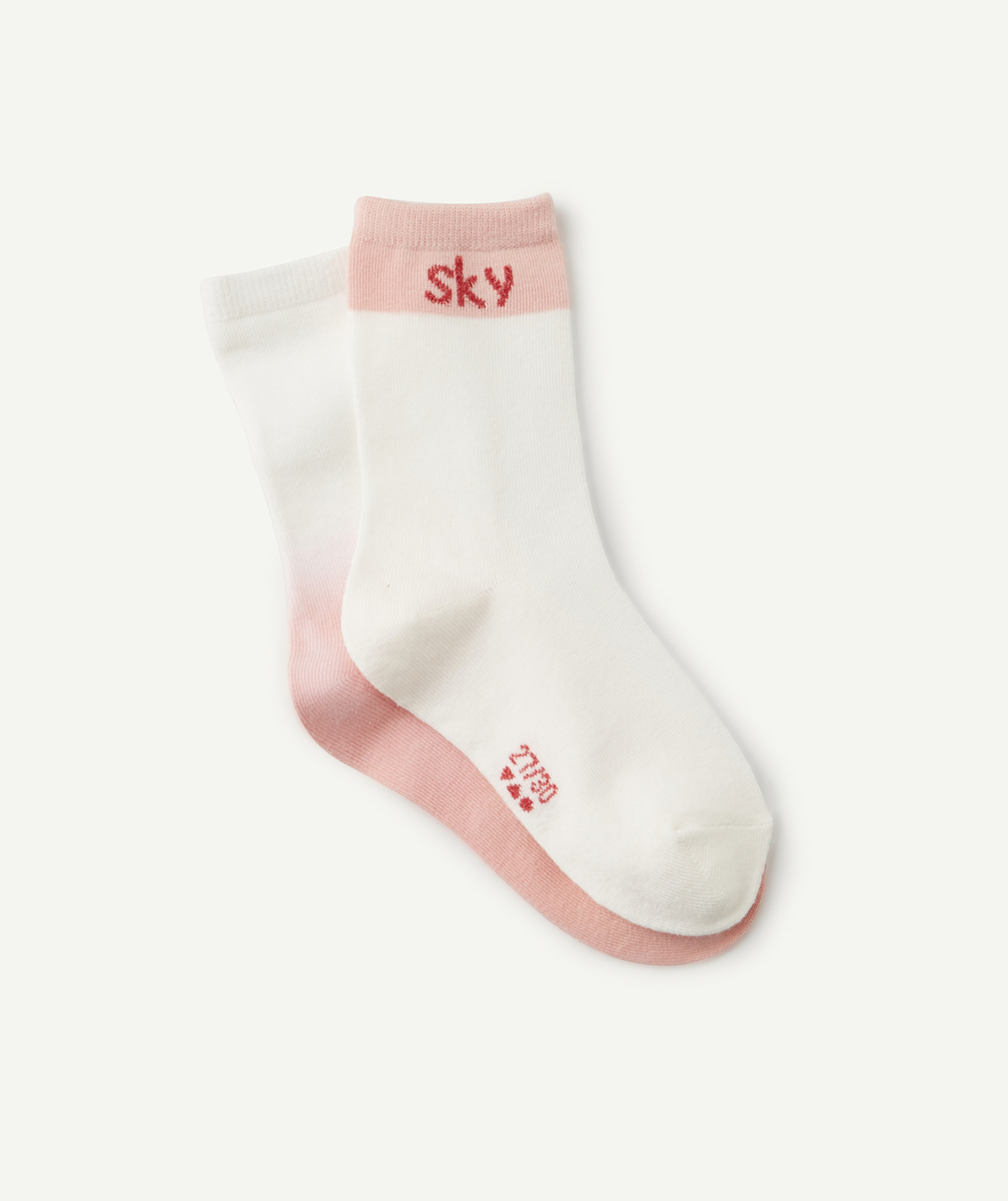 Lot de 2 chaussettes filles blanc et rose - 38-40