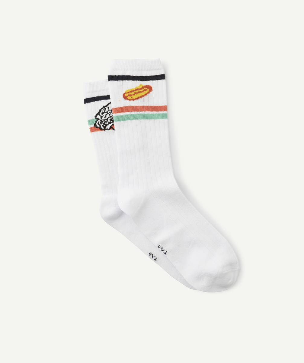 Le lot de 2 paires de chaussettes blanches avec motifs - 39-42