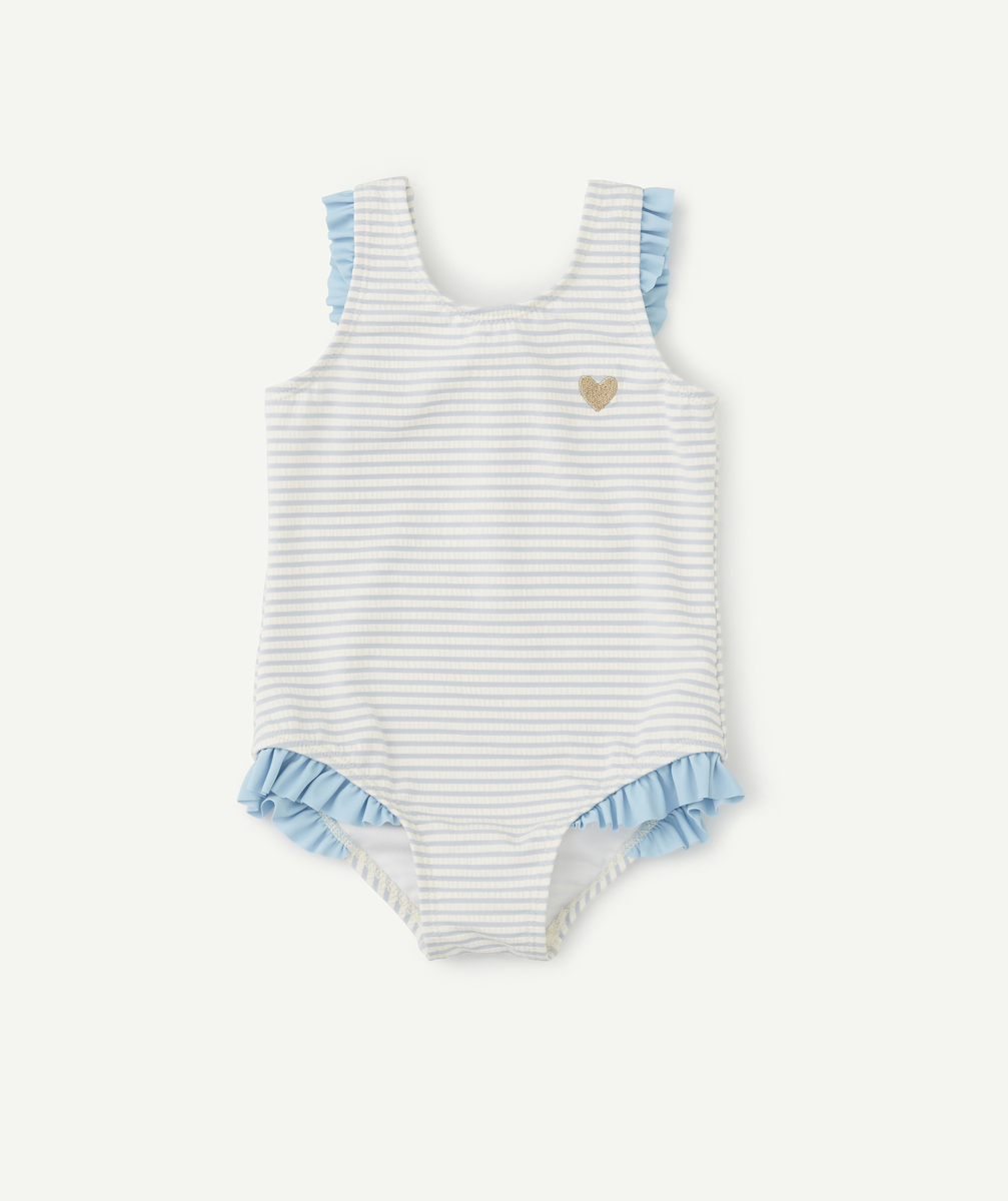 maillot de bain 1 pièce bébé fille rayé bleu et blanc - 36 m