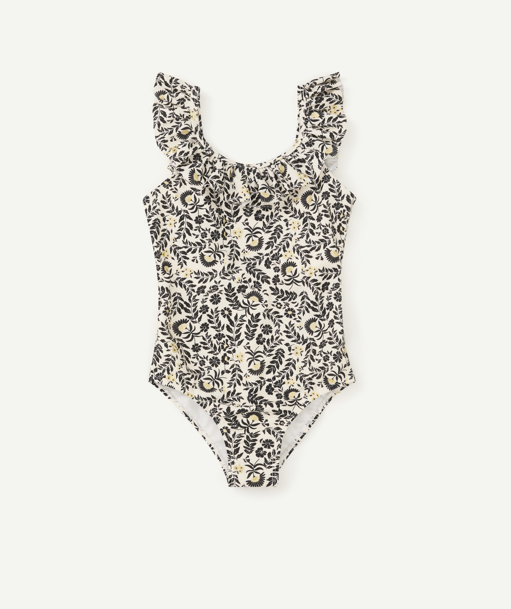 Maillot de bain 1 pièce fille fleuri avec volants - 10 A