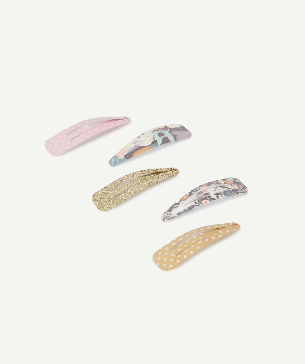 Lot de 5 barrettes fleuries et à pois - TU