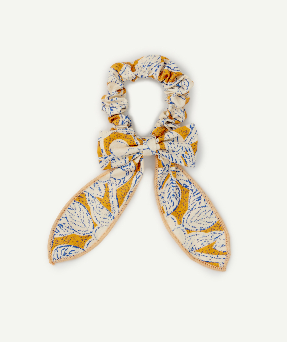 Chouchou foulard fille en coton orange et bleu - TU