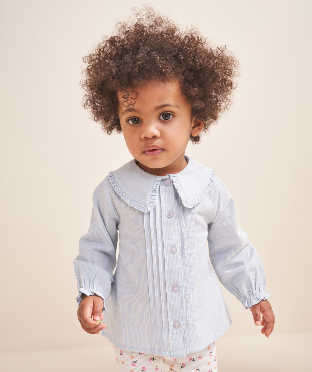 Blouse bébé fille avec col claudine et liserés pailletés - 23 M
