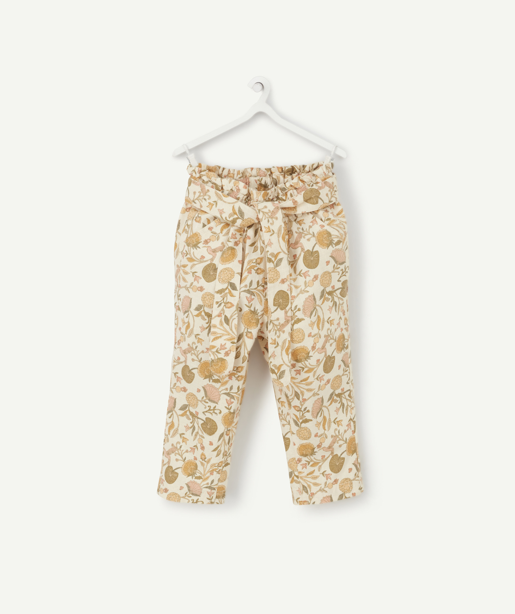 Pantalon droit fluide bébé fille en coton imprimé fleuri - 3 M