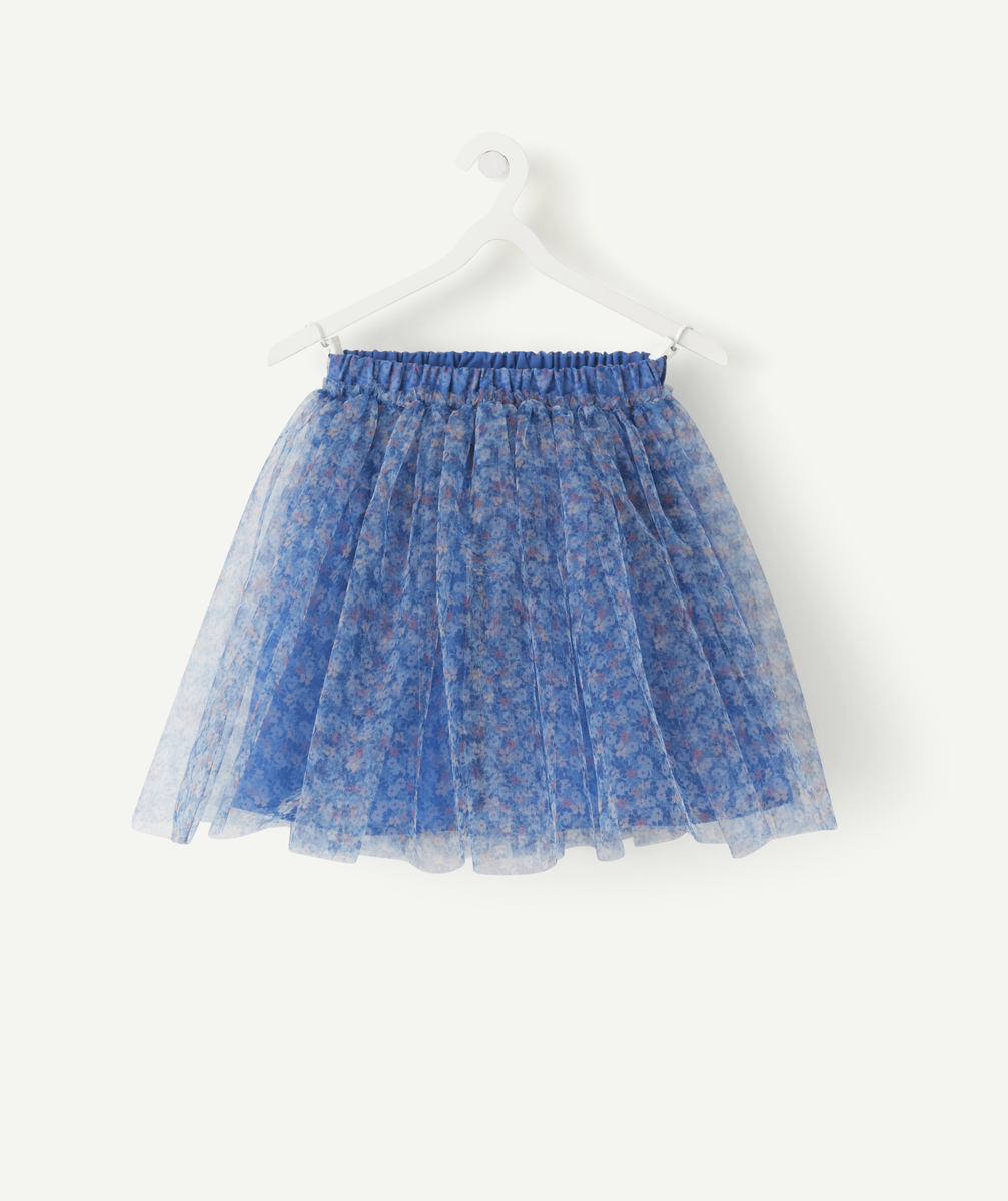 Jupe bleue en tulle fleurie fille - 4 A