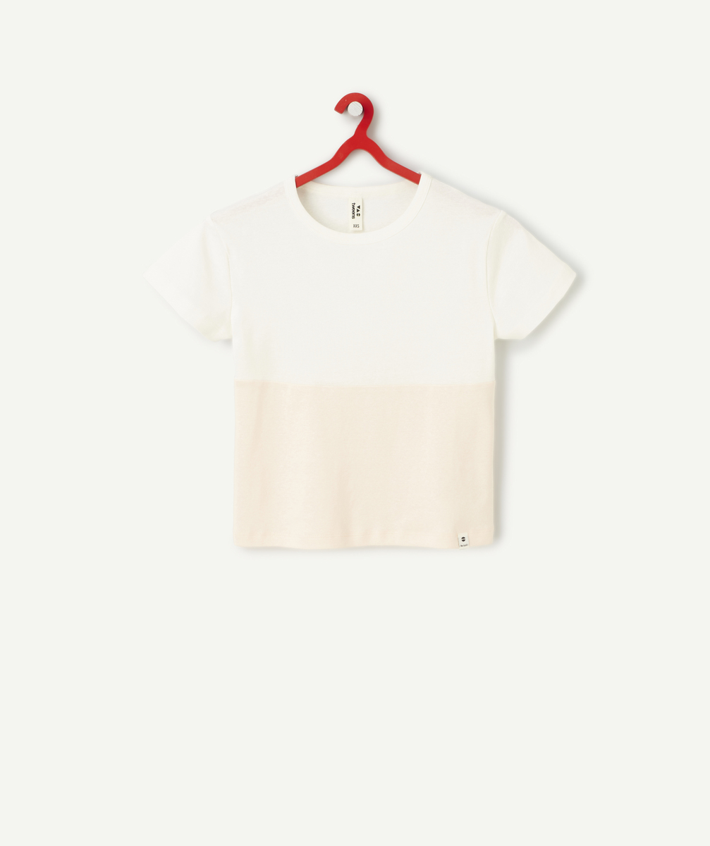 T-shirt à manches courtes fille en fibres recyclées blanc et rose pâle - M