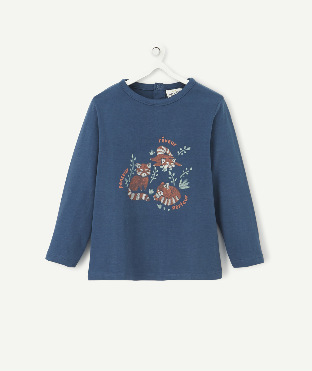 Le t-shirt bleu marine en fibres recyclées avec flocage renard - 1 M
