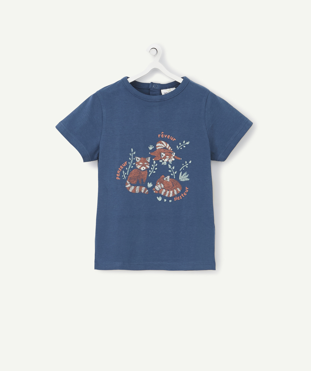 Le t-shirt bleu marine en fibres recyclées avec flocage renard - 1 M
