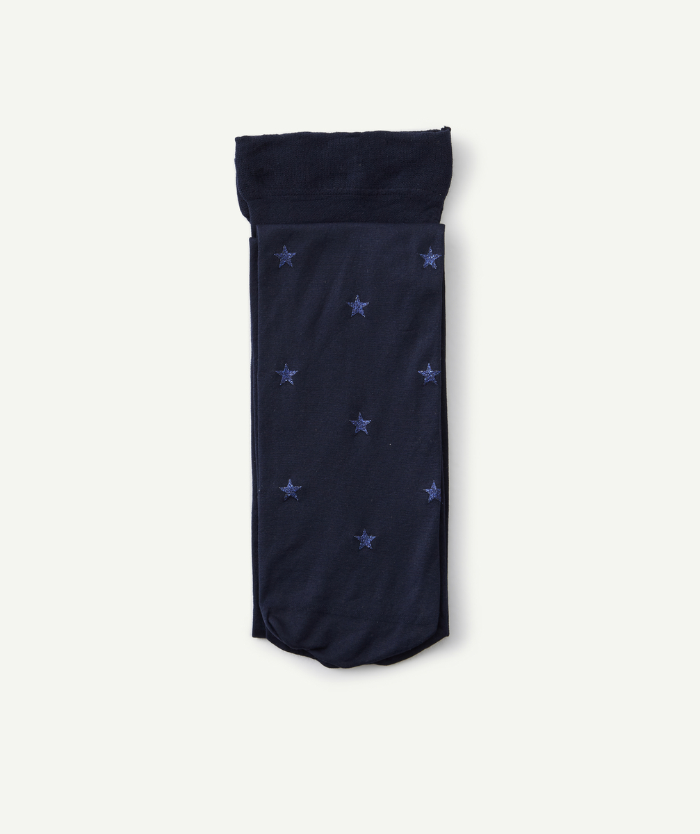 Collants en voile bleu marine avec étoiles fille - 31-34