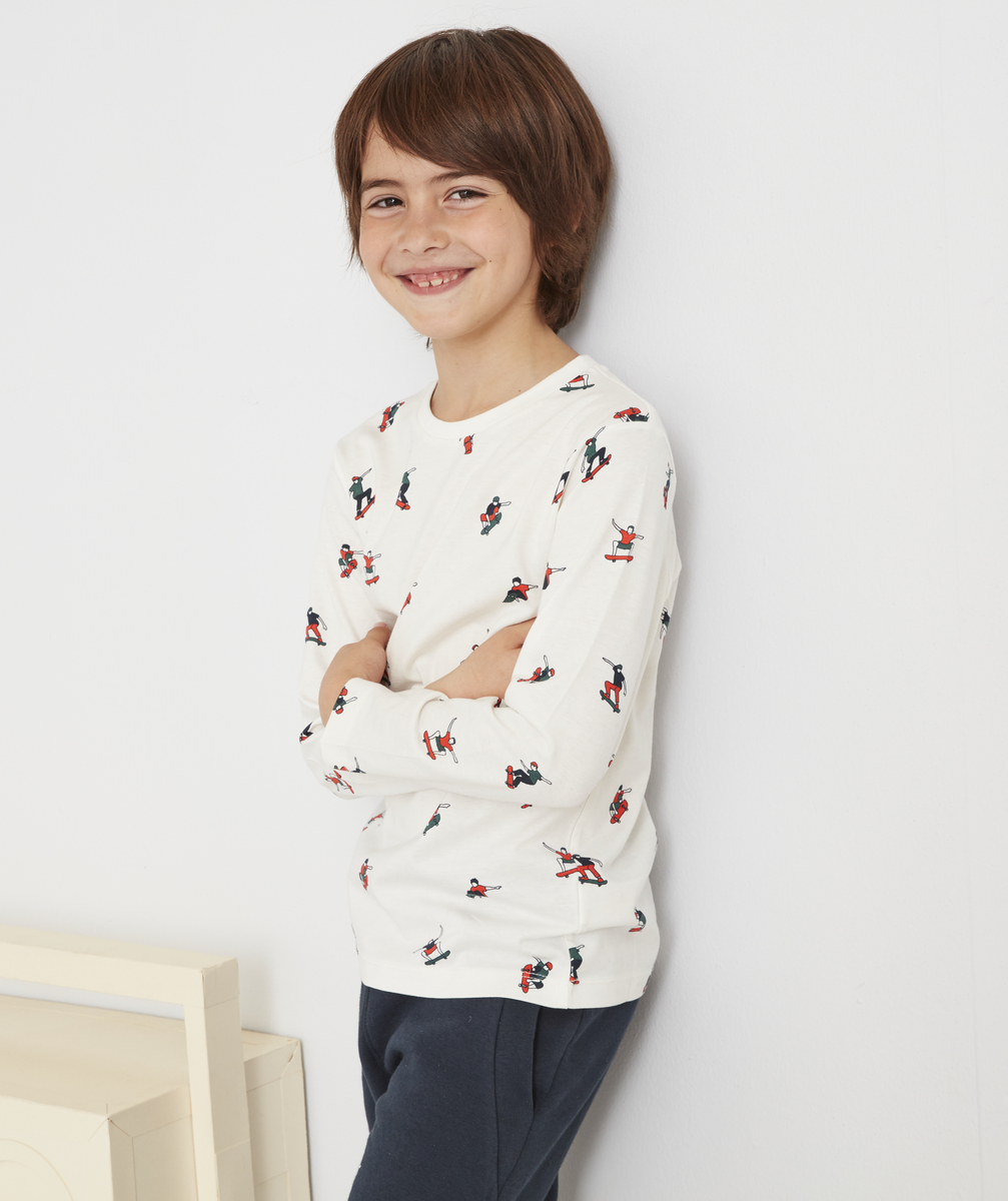 Le t-shirt blanc en coton biologique avec animation skate - 4 A