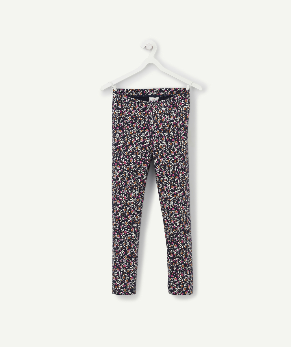 Le legging bleu marine imprimé fleuri en coton biologique - 7 A