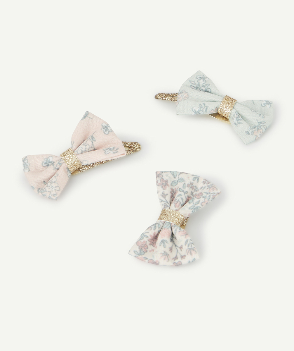 Le lot de 3 barettes couleur dorée avec noeuds fleuris - TU
