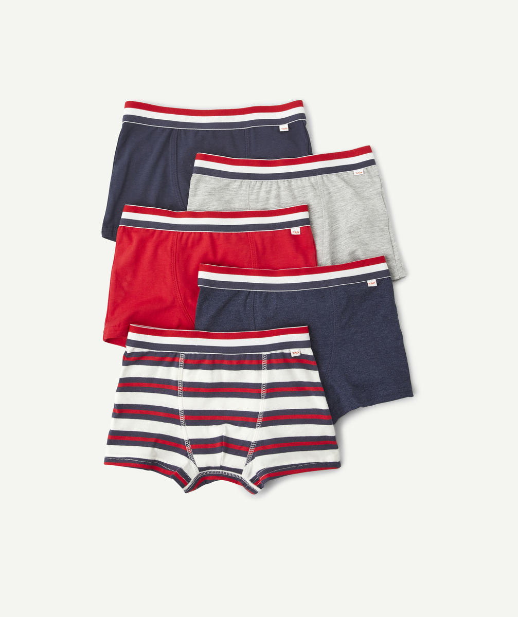 Lot de 5 boxers bleu blanc rouge en coton bio garçon - 4 A